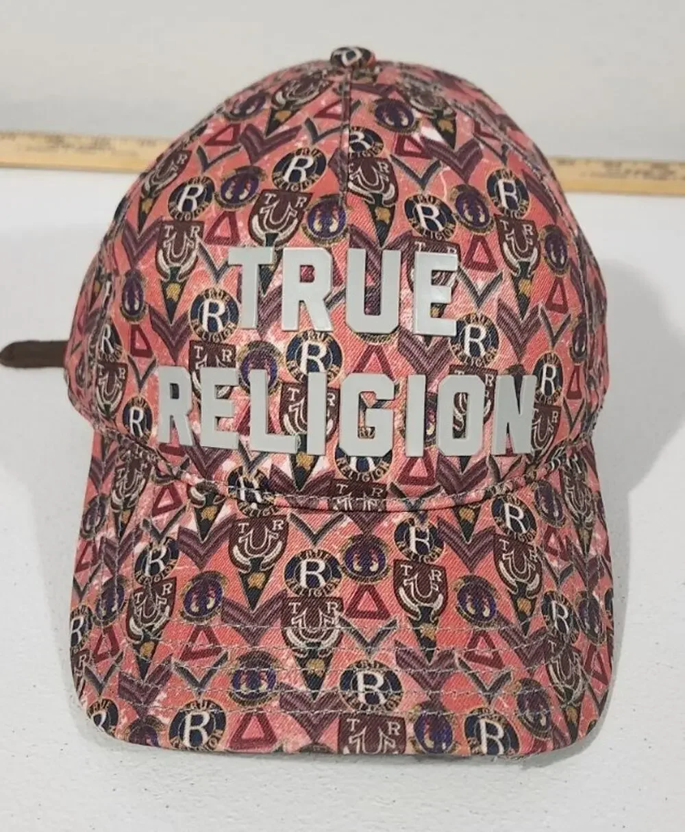 True Religion Hat Cap Allover Print Adjustable Strapback